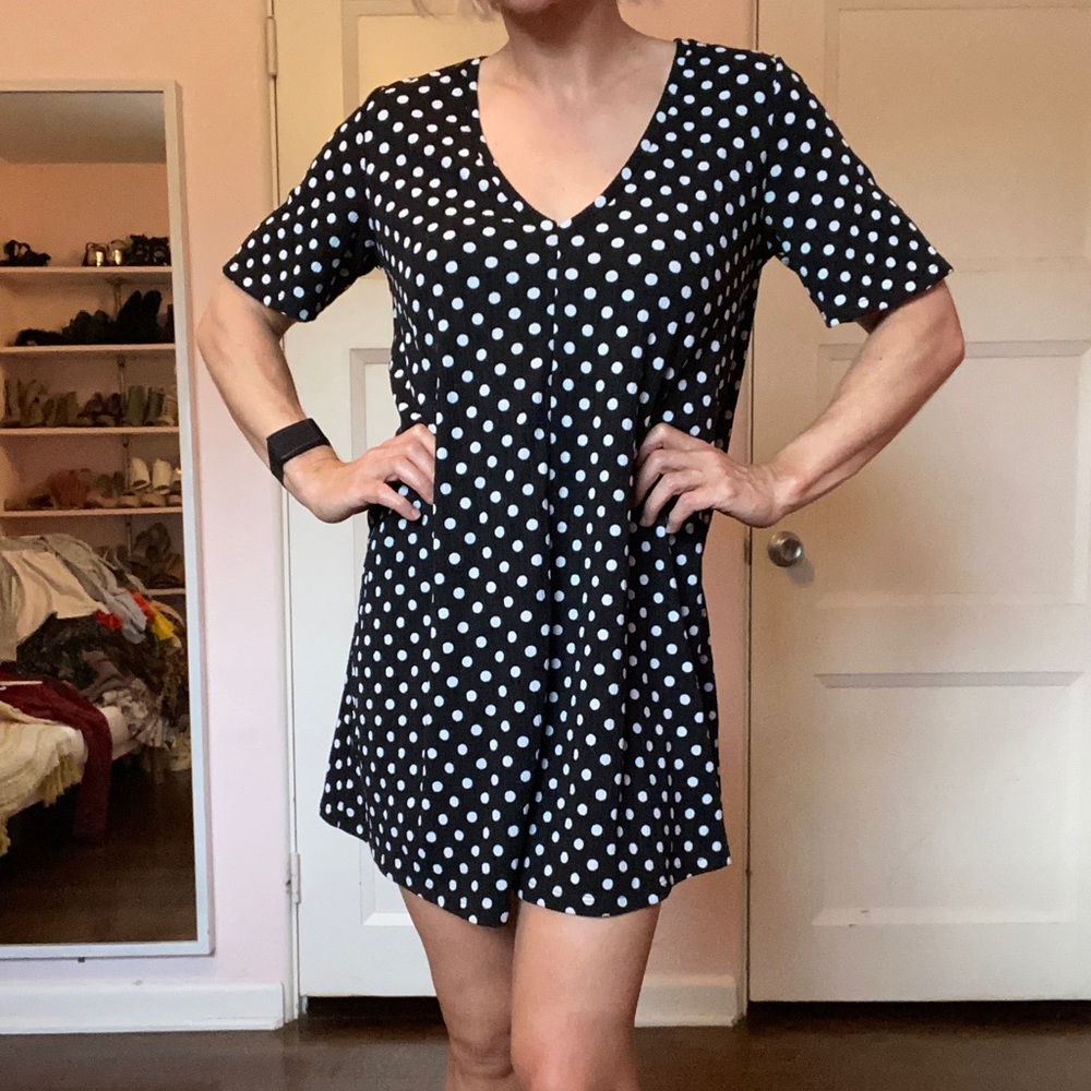 Zara babydoll polka dot mini tent shift dress